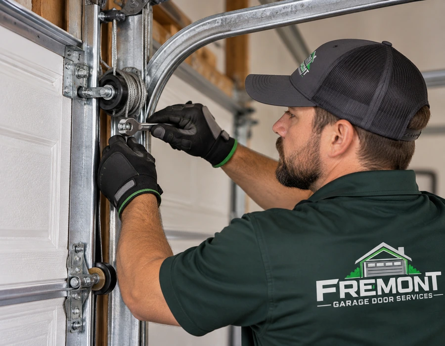 Garage door cable roller and track hardware inspection